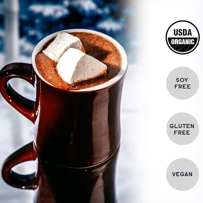 Raaka Double Dark Hot Chocolate Mix - Vegan, Organic, Gluten and Dairy Free - Lightly Sweetened Gourmet Hot Cocoa with Ethically Sourced Cacao - 8oz Bag Makes 9 Servings