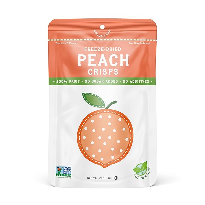Nature's Turn Freeze-Dried Fruit Snacks, Peach Crisps, Pack of 6 (1.2 oz Each)