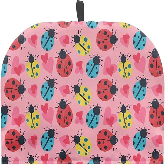 Happy Valentine's Day Tea Cozy for Teapot Love Ladybug Kitchen Teapot Dust Cover for Home Decorative Easy to Install Tea Pot Cozy for Party Accessories Gift for Wife