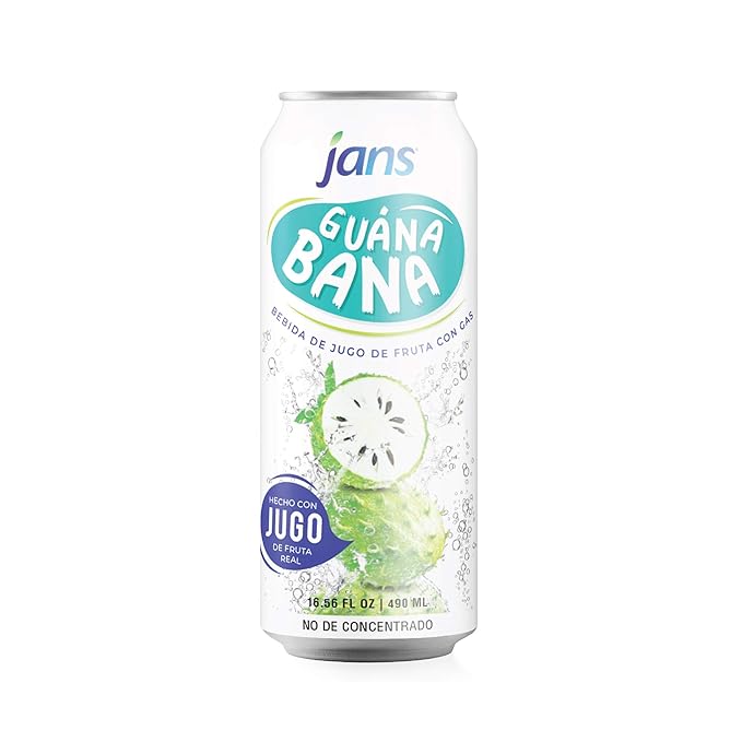 Sparkling Soursop Juice (Guanabana), 16.9 oz (Pack of 12) JANS | Soda Drink |100% Pure Soursop Graviola | NOT From Concentrate, Refreshing Taste of the Tropics