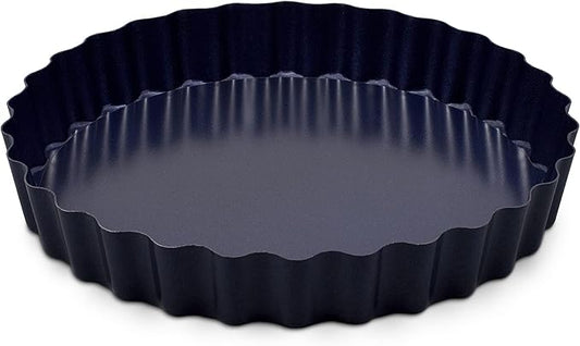 Zyliss E980197 Non-Stick Loose Base Tart Tin | 25cm/10in | Carbon Steel | Dark Blue | Cake Tin/Baking Tin/Bakeware/Cake Mould | Dishwasher Safe | 5 Year Guarantee