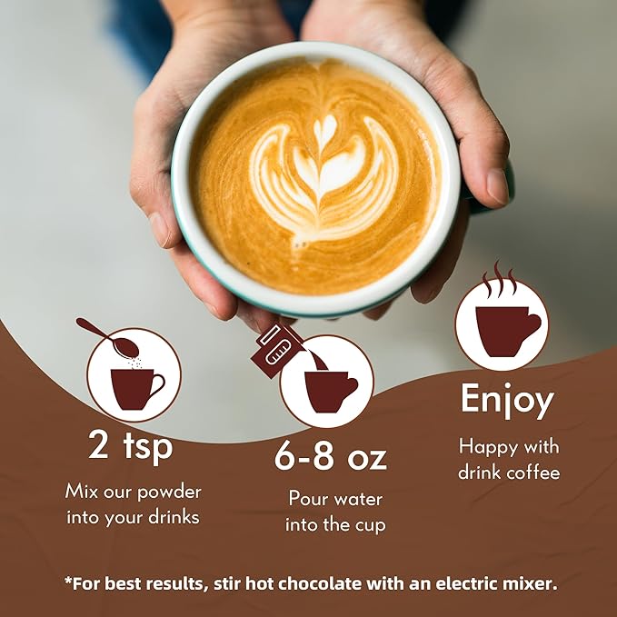 Mushroom Hot Chocolate, Cacao Powder, 8.5 Ounce | 10 IN 1 Mushroom Lion's Mane, Chaga, Reishi, Maitake and MCT Powder | Support Energy, Focus | Sugar Free, Vegan, Gluten-Free, 30 Servings
