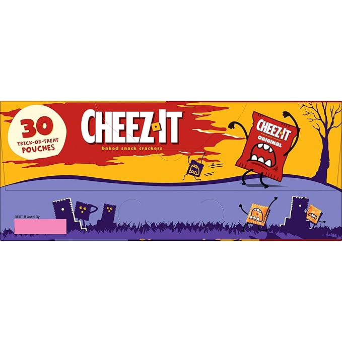 Cheez-It Cheese Crackers, Baked Snack Crackers, Halloween Snacks, Original, 30oz Box (30 Pouches)
