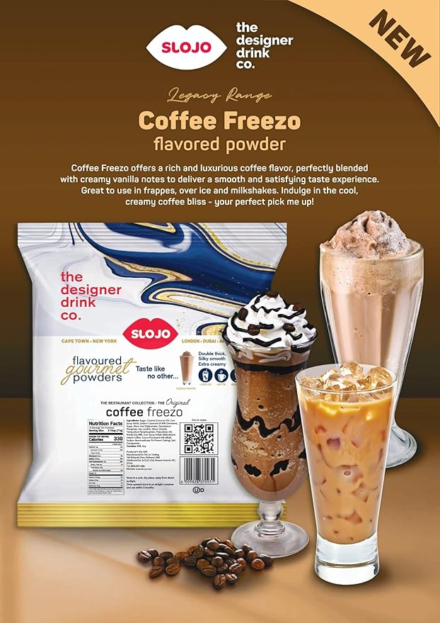 SloJo Iced Cappuccino Mix ??Instant Coffee Beverage Powder for Blended Frozen Drinks - Gourmet Creamy Frozen Cappuccino Mix & Barista-Style Frapp챕 Coffee Blend ??Smooth & Thick ??2.2 lb Bag, Coffee Freezo Flavor, Made in the USA
