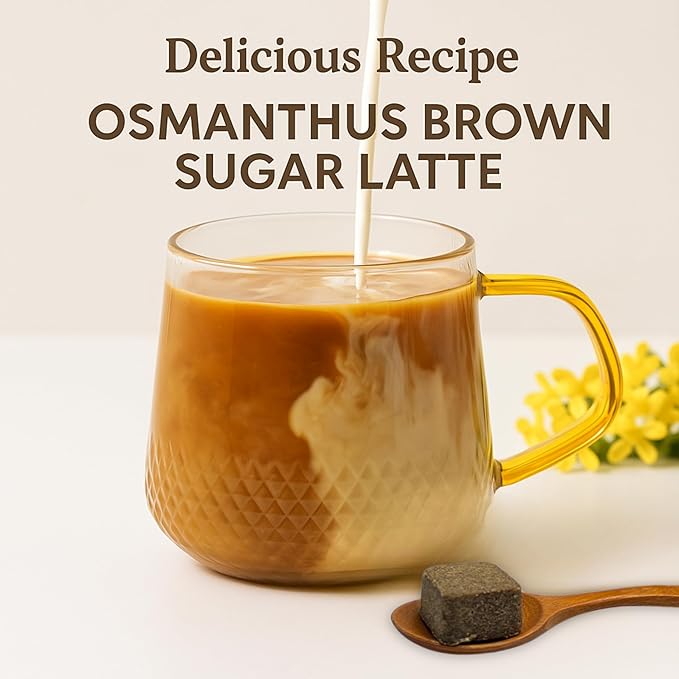 FOODHO Bubble Bar Osmanthus Brown Sugar Cubes ??Floral & Caramelized Sweetness, Muscovado Sugar, for Tea & Desserts, Enjoy Warm or Iced, Naturally Nourishing, No Preservatives