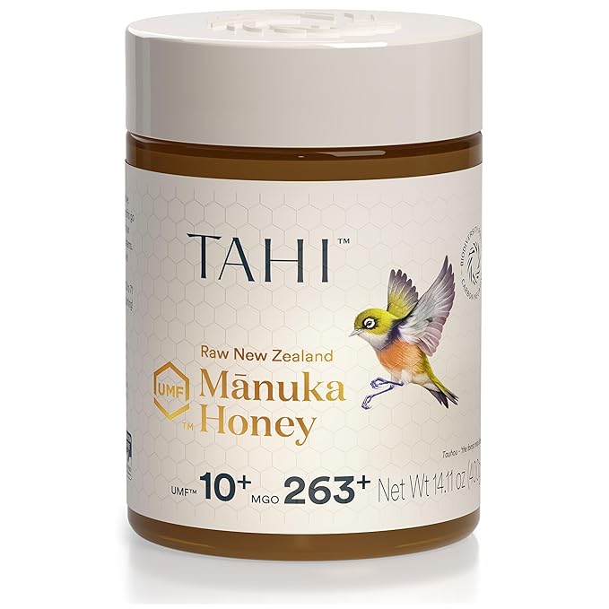 Tahi Raw Manuka Honey New Zealand UMF 10+ Certified (MGO 263+) - 100% Sustainable, Monofloral and Natural Honey - Non-GMO, Glyphosate-Free and Gluten-Free - New Zealand Manuka Pure Honey - 14.1oz