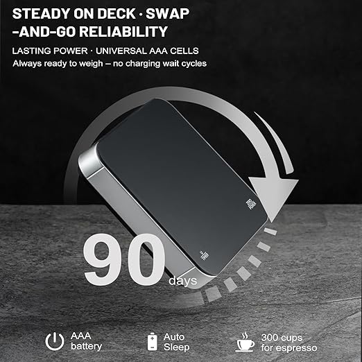 KitchenTour Caf챕Metric Coffee Scale with Timer 0.1g/2000g - Precision Scale for Espresso & Pour Over - Water Flow Speed Mode and Coffee Powder-to-Liquid Ratio Mode - Only Battery, LCD Display-Silver