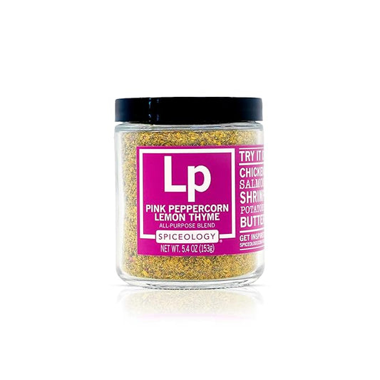 Spiceology - Pink Peppercorn Lemon Thyme - Use On: Chicken, Salmon, Shrimp, Potatoes, Butter, Vegetables, Salad Dressing - Lemon Pepper Seasoning - Vegetable Seasoning - Spices and Seasonings - 5.4 oz