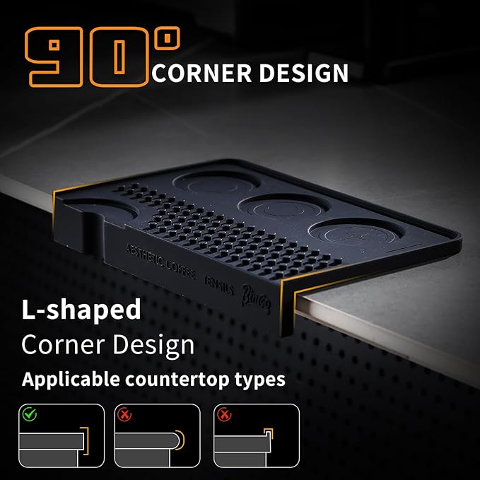 Espresso Tamping Mat for Counter - Ultra Thick Silicone Tamper Mat Coffee Bar Mat, 9.6''횞5.9'' Espresso Mat for Countertops,Fits for Baristas Home Kitchen Bar, Waterproof