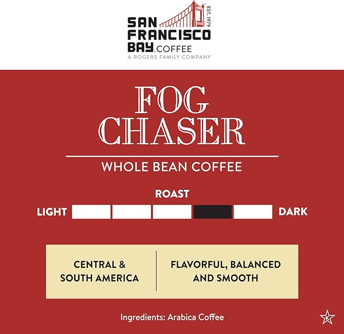 San Francisco Bay Coffee - Medium-Dark Roast Whole Bean Coffee - Fog Chaser (2 lb bag)