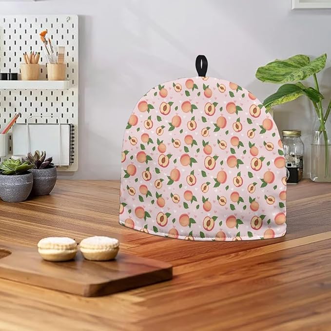 Pink Peach Print Large Tea Cozy for Teapot Extra Thick Tea Pot Cover Home Kitchen Decoration Insulated Teapot Cozy Dust Kitchen Accessories for Home Daily