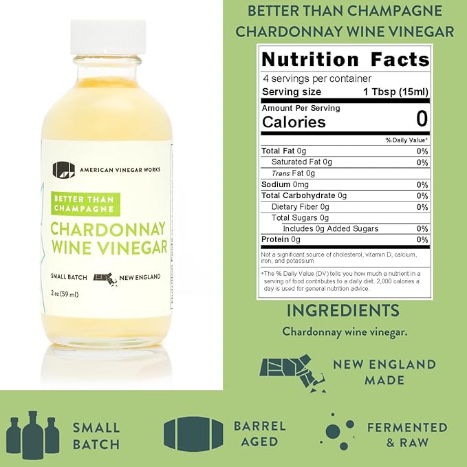 American Vinegar Works - Essentials Plus Vinegar Sampler Pack - Includes Apple Cider, Red Wine, Champagne Chardonnay Wine, Rice Wine, and Malt Vinegars - Great for Gifts - 2oz Bottles - 5 Pack
