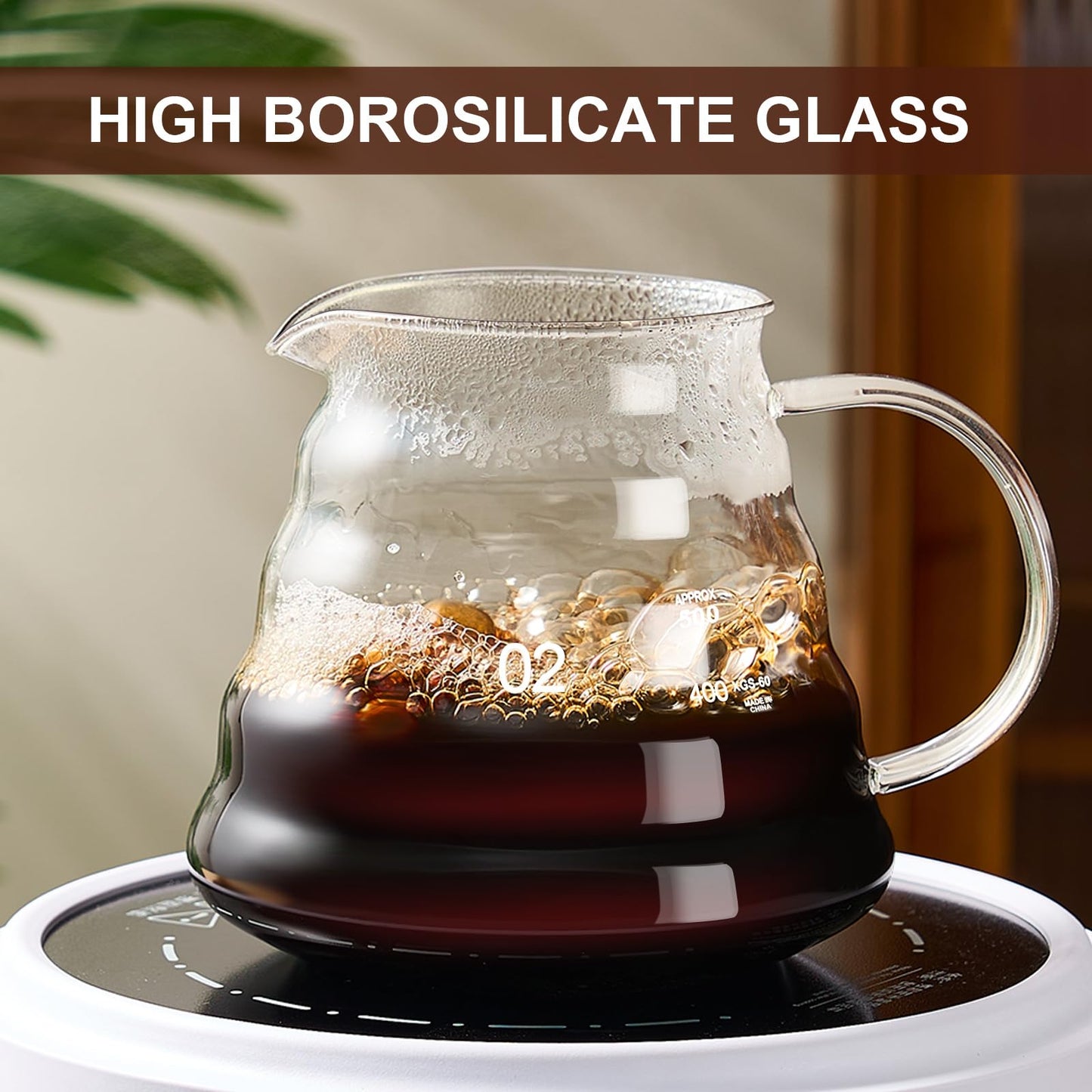 gegewawa Pour Over Coffee Maker Set, Glass Coffee Dripper & Carafe 20 fl oz