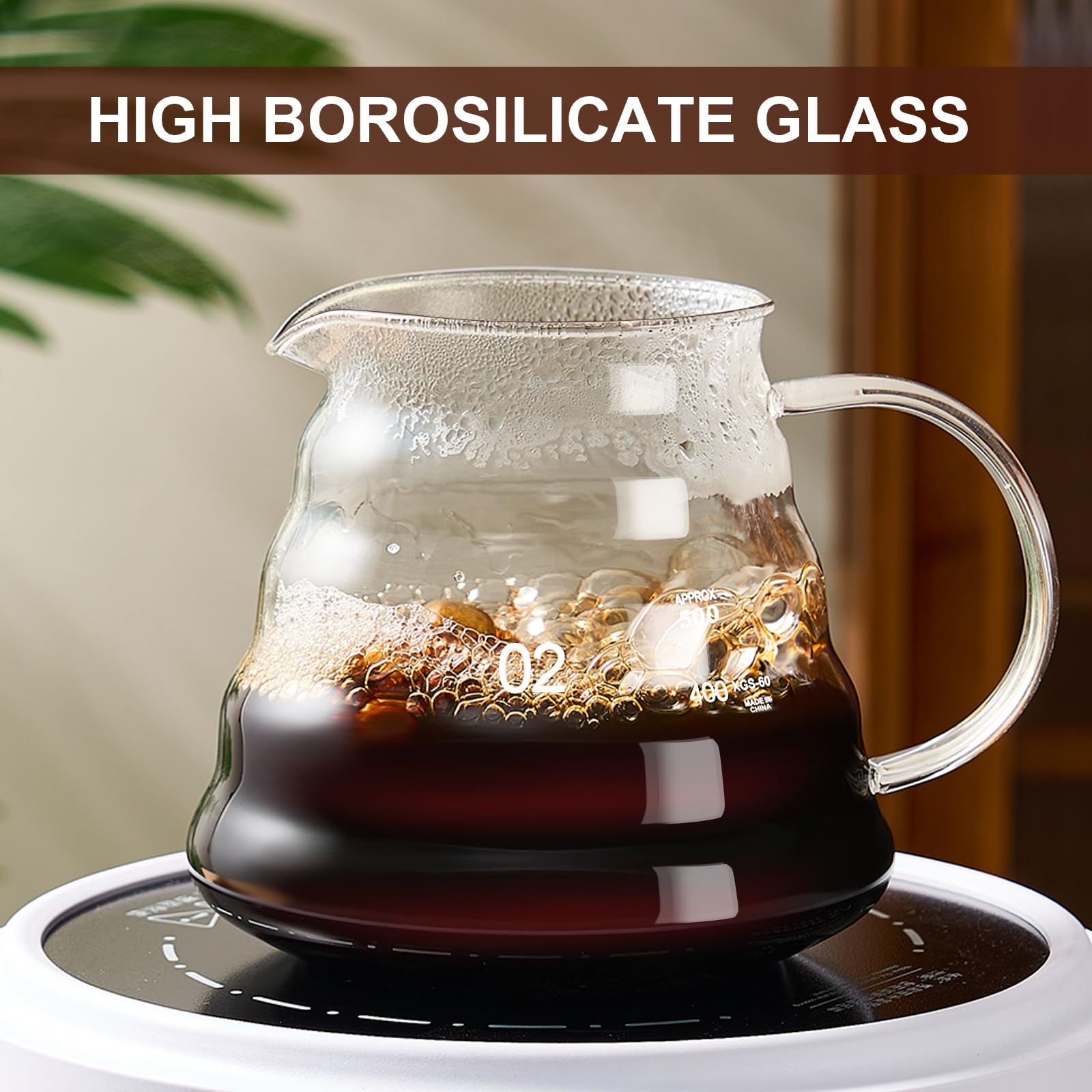 gegewawa Pour Over Coffee Maker Set, Glass Coffee Dripper & Carafe 20 fl oz