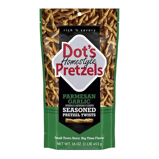 Dot's Pretzels Parmesan Garlic Seasoned Pretzel Twist Snack, 16oz Grocery Sized Bag