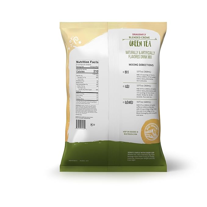 Big Train Dragonfly Green Tea Blended Cr챔me Beverage Mix, 3.5 Pound (Pack of 1)