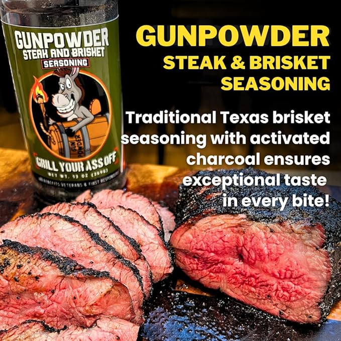 GYAO Gunpowder Seasoning – 13oz BBQ Seasoning with Activated Charcoal for Brisket, Ribs & Chicken – MSG & Gluten-Free – USA Made & Veteran-Owned