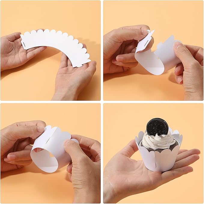 KPOSIYA Set of 100 Artistic Bake Cake Cups Filigree Little Vine Lace Laser Cut Cupcake Wrapper Liner Baking Cup Muffin CaseTrays for Wedding Birthday Party Decoration-Best Kitchen Gift竊늋hiteç«?"<div>