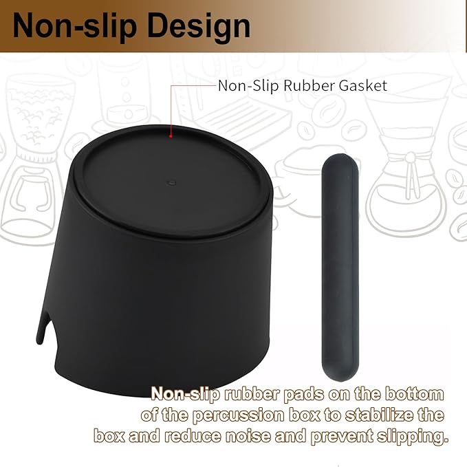 HOMEE Coffee Knock Box with Silicone Coffee Tamper Mat, 4.8 Inch Shock-Absorbent Durable Barista Style Knock Box With Removable Knock Bar and Non-Slip Base, Equipped Anti-Slip Espresso Tamper Mat