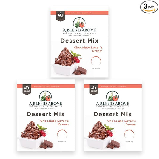 A Blend Above Chocolate Lover's Dream Pie Mix - No Bake, All Natural, Vegan, Gluten Free, No MSG - Instant Dessert Mix, Fruit Dip, Bagel Topping, Frosting, Cheesecake Filling - Makes 16 Oz (Pack of 3)