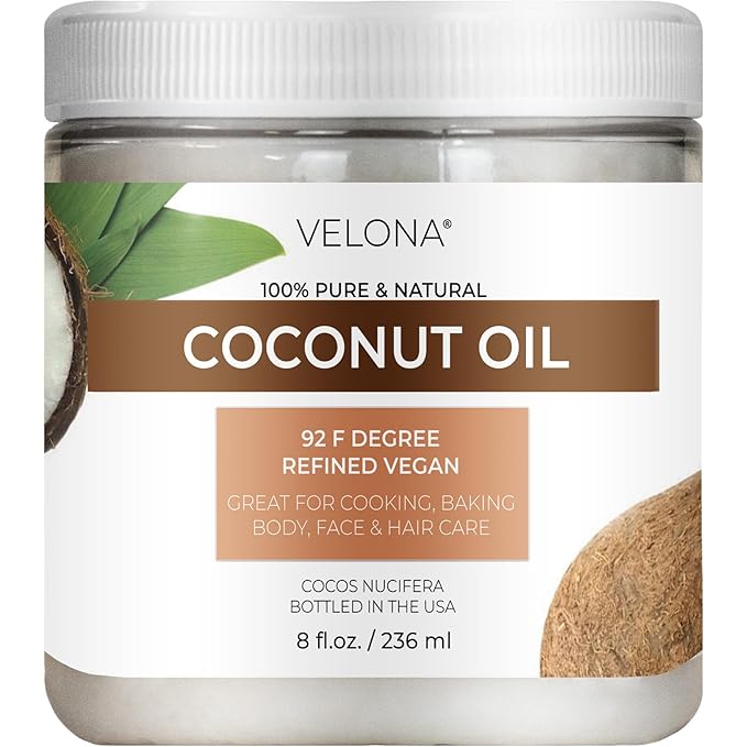 velona Coconut Oil 92 Degree 8 fl oz | 100% Pure and Natural Carrier Oil | in jar | Refined, Cold pressed | Skin, Face, Body, Hair Care | Use Today - Enjoy Results