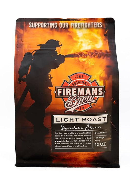 Firemans Brew Light Roast Coffee ??Bold & Robust Ground Coffee ??100% Arabica Beans, Rich, Full-Bodied Flavor ??Freshly Roasted Gourmet Coffee ??Low Acid, Small Batch Coffee ??Supports Firefighter Causes