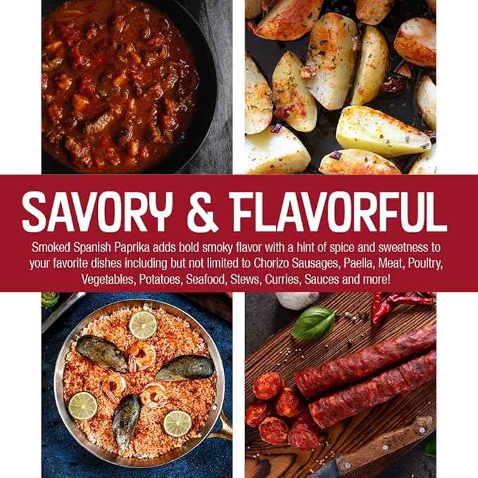 Smoked Paprika XL 7 Ounce Jar Gourmet Restaurant Grade Bold Smoky Spanish Paprika Flavor by SPQR Seasonings