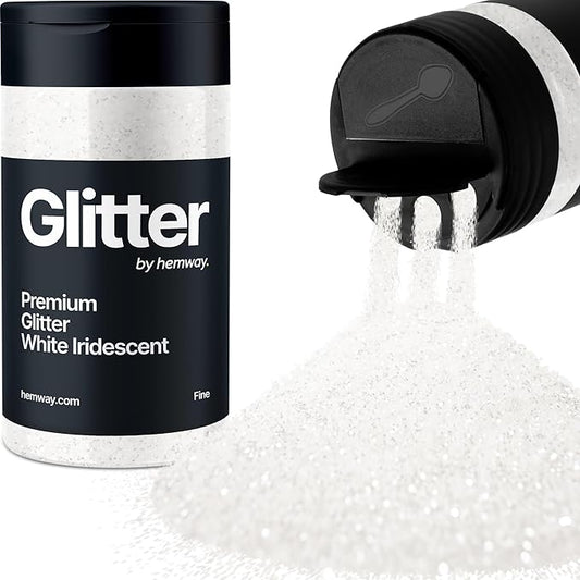 Hemway Premium Glitter Shaker - White Iridescent | 130g Fine Metallic Flake Sequins for Resin & Epoxy Crafts | Craft Supplies for Tumblers, Festival, Art