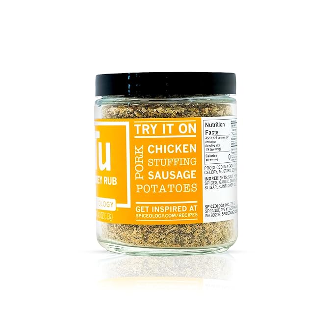 Spiceology - Turkey Rub - Savory Poultry Seasoning and Spice Blend - Use On: Pork, Turkey, Chicken, Stuffing, Sausage, and Potatoes - 4 oz