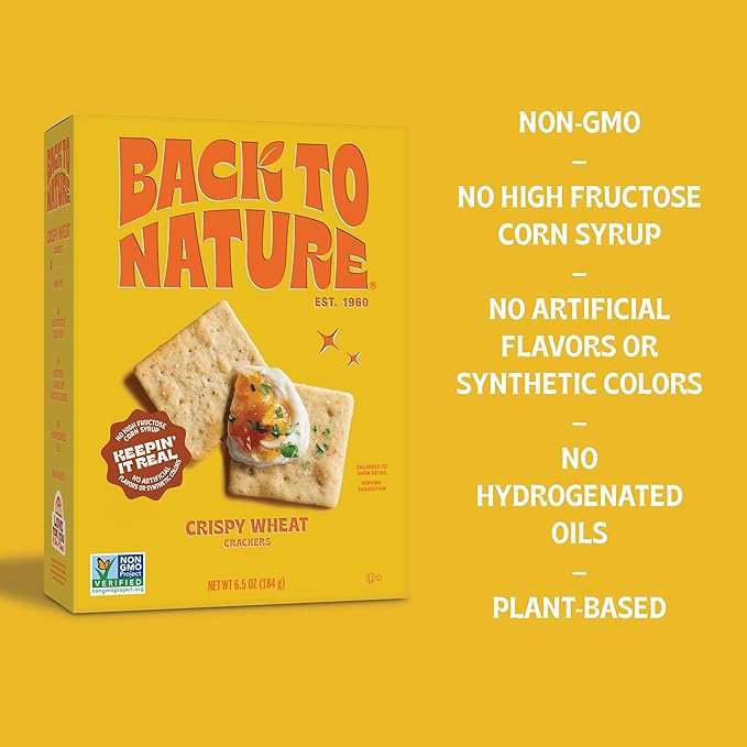 Back to Nature - Crispy Wheat Crackers - Real Ingredients like Wheat Flour & Sea Salt - Non-GMO - 6.5 Ounce (Pack of 3)