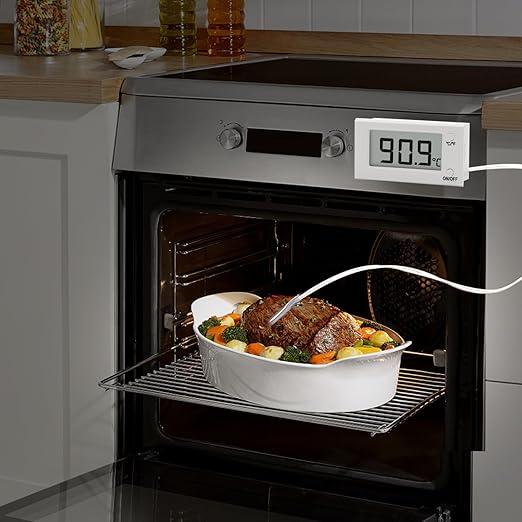 Digital Oven Thermometer with Probe Grill Meat Thermometer up to 572°F/300°C, Oven Thermometer Roasting for Barbecue Accessories for Kitchen, Roasting, Grill, Pizza