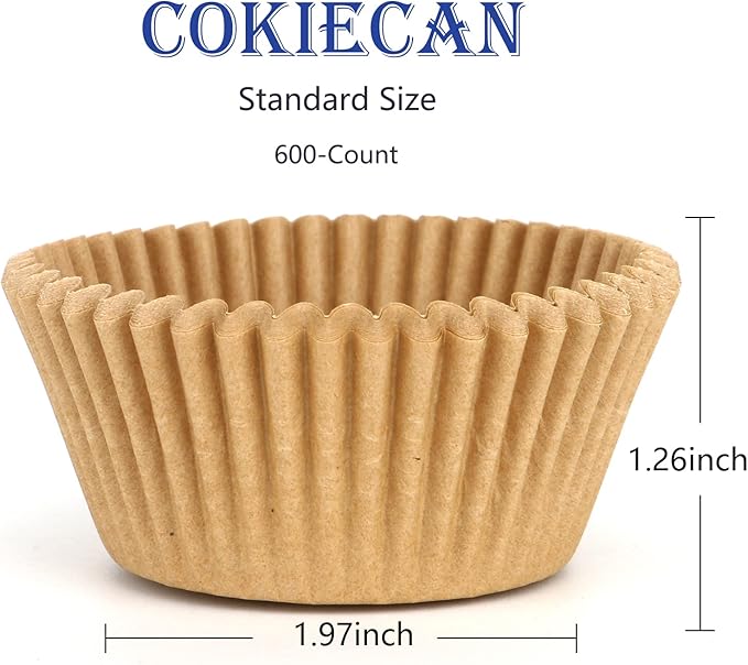 600 Count Natural Cupcake Liners Standard Size Baking Cups Food-Grade Greaseproof Paper Muffin Liners, No Smell Cupcake Wrappers for Wedding Birthday