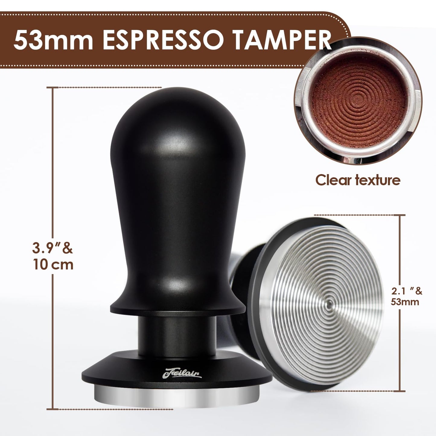 Feilair 53mm Espresso Tamper, Spring Loaded Self Leveling Coffee Tamper