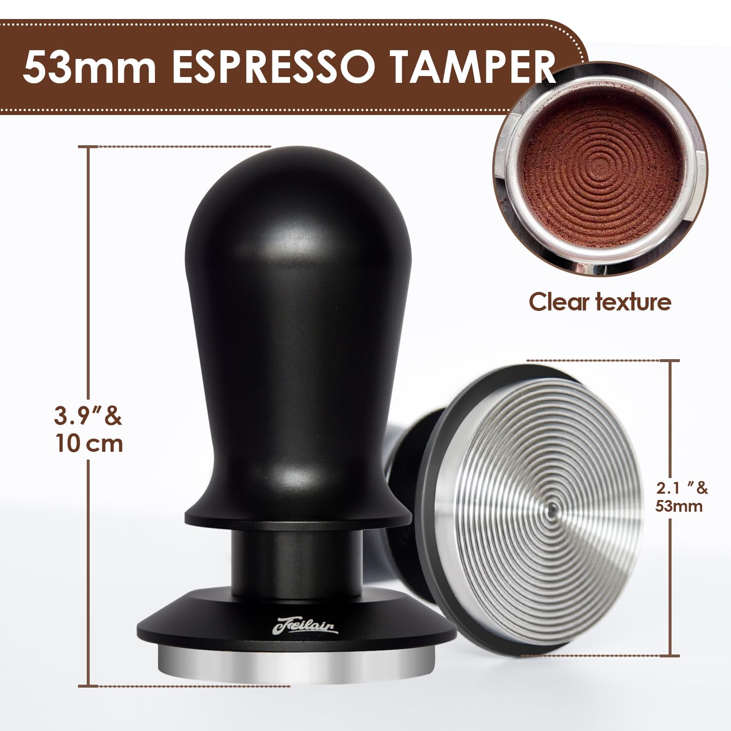 Feilair 53mm Espresso Tamper, Spring Loaded Self Leveling Coffee Tamper