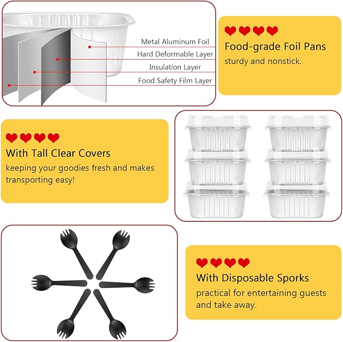 LNYZQUS 120pack/10oz Mini Cake Baking Pans with Lids, 4?�X4??Small Cake Pan Foil Brownie Tins, Square Disposable Ramekins Cupcake Baking Cups Dessert Cheesecake Containers-White