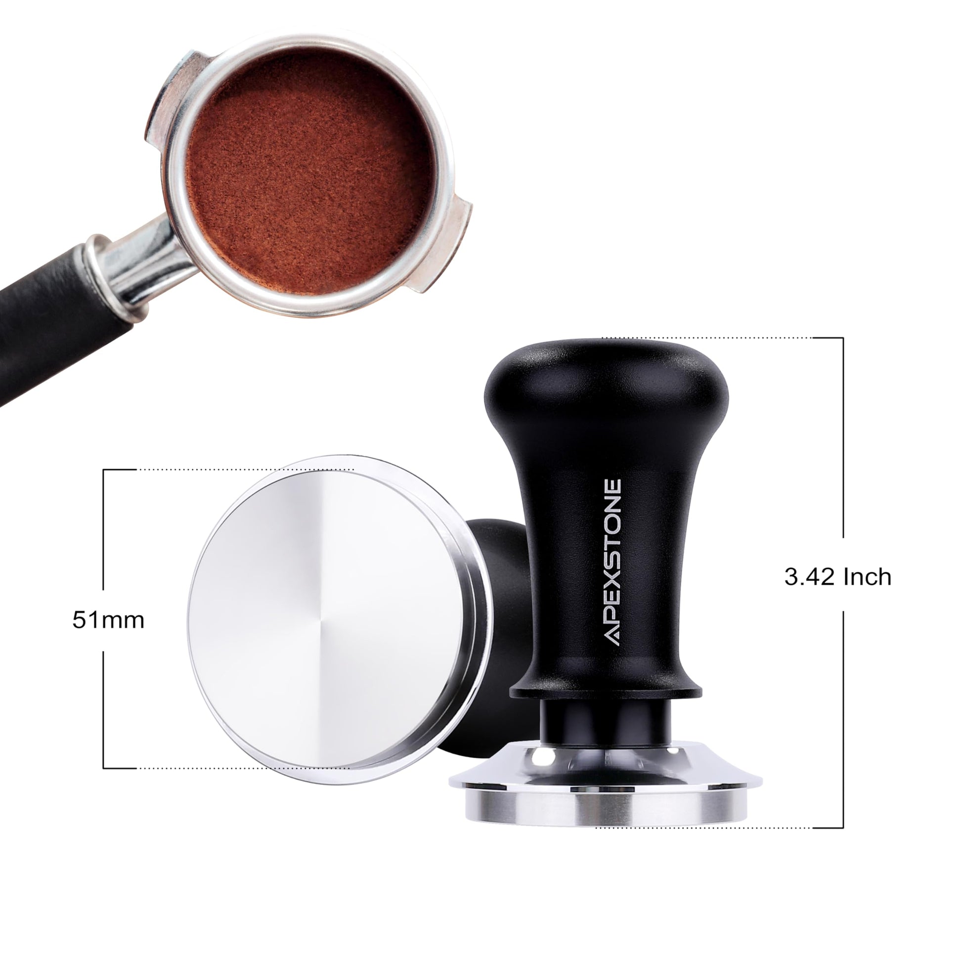 Apexstone Coffee Tamper Spring Loaded 51mm, Calibrated Espresso Tamper 51mm, Espresso Tamper Spring