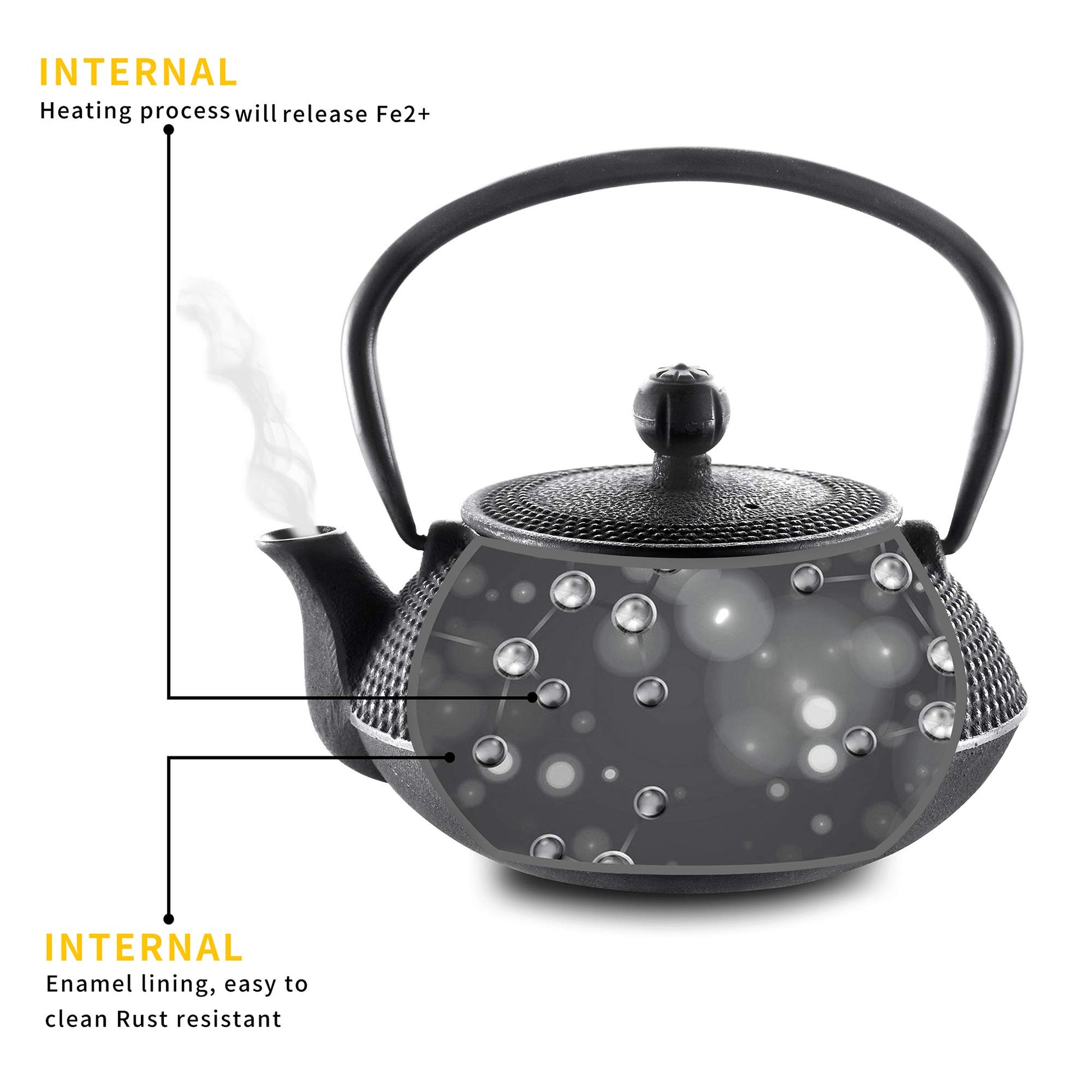 Velaze Cast Iron Teapot Set with Infuser,Japanese Style,2 Cups,700ML,23oz