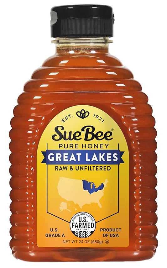 Sue Bee Regional Great Lakes Honey, Strained, Unfiltered USA Beekeeper-Owned Co-op, 24 oz (Packaging May Vary)