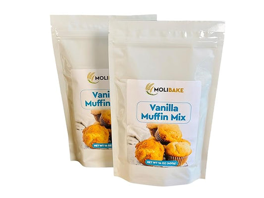 Molibake Vanilla Muffin Mix ??Pack of 2 ??Premium Vanilla Muffins Baking Mix for Home Oven and Muffin Maker ??14 oz ??All-Natural Easy-to-Use Mix for Fluffy, Bakery-Style Homemade Muffins