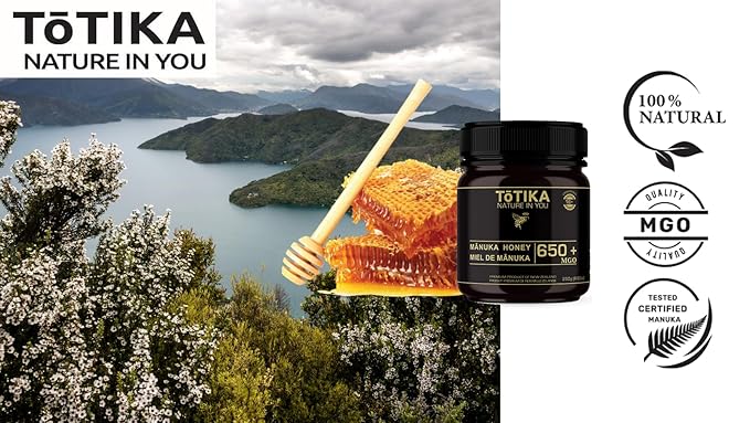 Tōtika Nature Mānuka Honey, 100% Pure Raw New Zealand Honey for Enhanced Well-Being and Digestive Health Benefits MGO 650+