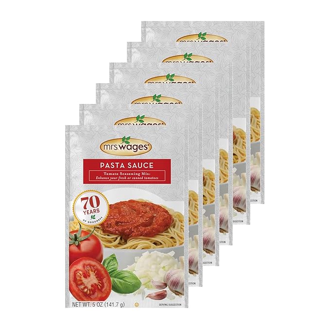 Mrs. Wages Pasta Sauce Canning Mix, Easy-To-Use, Simple Homemade Pasta Sauce, Great Flavor, Easy To Freeze or Serve Fresh, 5 oz Packet (Value Pack of 6)