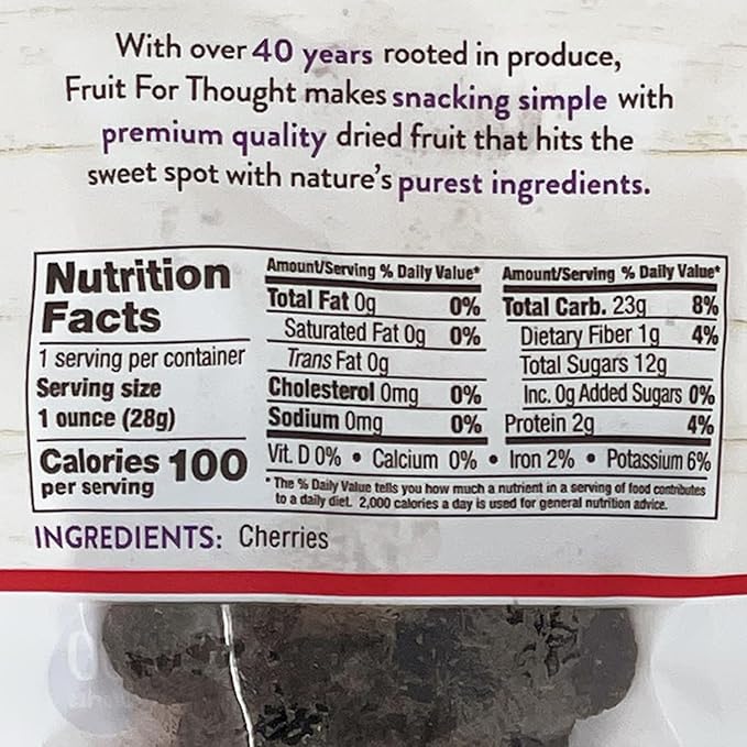 Fruit for Thought Dried Fruit (Dried Cherries, 1 Ounce (Pack of 48))