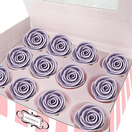 Confect Edible Flower | Edible Lilac Lavender Flowers ??Perfect Cake & Cupcake Decorations | Toppers for Doughnuts- Vegan, Gluten-Free, Nut-Free,Palm Oil-Free -Pack of 12