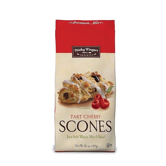 English Scone Mix, Tart Cherries by Sticky Fingers Bakeries ??Easy to Make English Scones Fresh Baked, Makes 12 Scones (1pk)