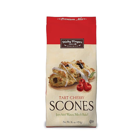 English Scone Mix, Tart Cherries by Sticky Fingers Bakeries ??Easy to Make English Scones Fresh Baked, Makes 12 Scones (1pk)