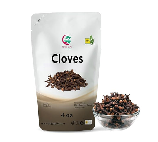 Cloves Whole 4 Oz | Fresh and Flavorful Hot Spice for Tea, Chai, Savory, Desserts and More | Whole Cloves for Oral Health | by Yogi?™s Gift®
