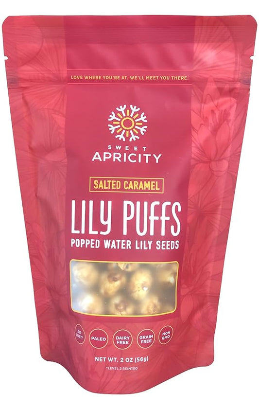 Salted Caramel Lily Puffs, AIP Foods and Paleo Snacks, Paleo Puffs Made of Water Lily Seeds, Caramel Corn-Like Healthy Snacks with No Refined Sugar, 56 g - Sweet Apricity