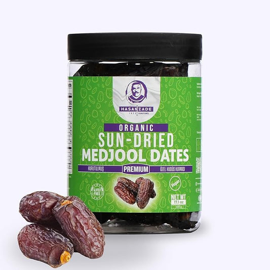 HASANZADE Organic Medjool Dates Sun Dried Healthy Snacks for Adults and Kids Vegan Gluten Free Dried Fruit Snacks (17,1 Oz)
