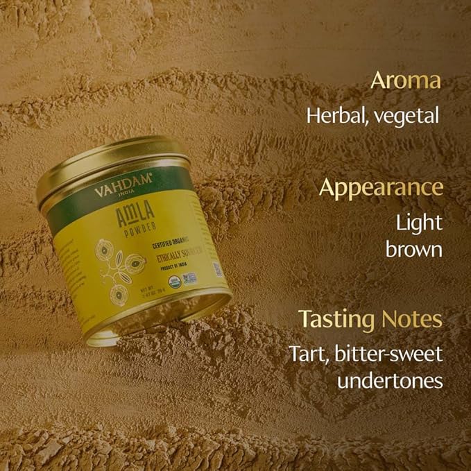 VAHDAM, Organic Amla Powder (2.47oz/70g) Gluten Free, Non GMO, 100% Raw Indian Gooseberry Powder (Amalaki) Perfect for Cooking, Juices, Smoothies | Direct from Source