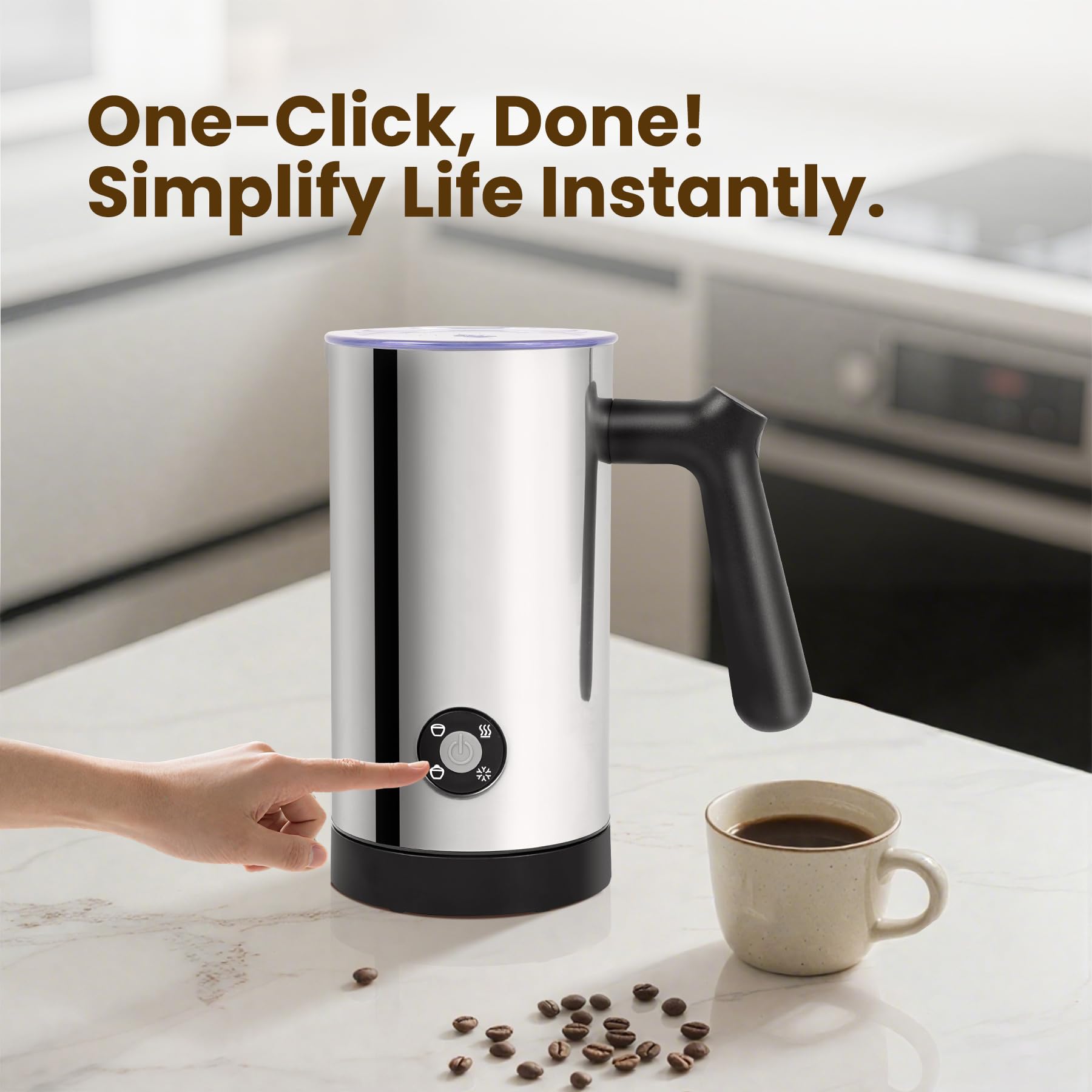Casimhu Electric Milk Frother 4-in-1 Foam Maker, Hot Cold Foam, 10.6 oz